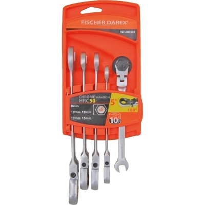 KIT 5 CLES MIXTES CLIQUET + PORTE OUTILS