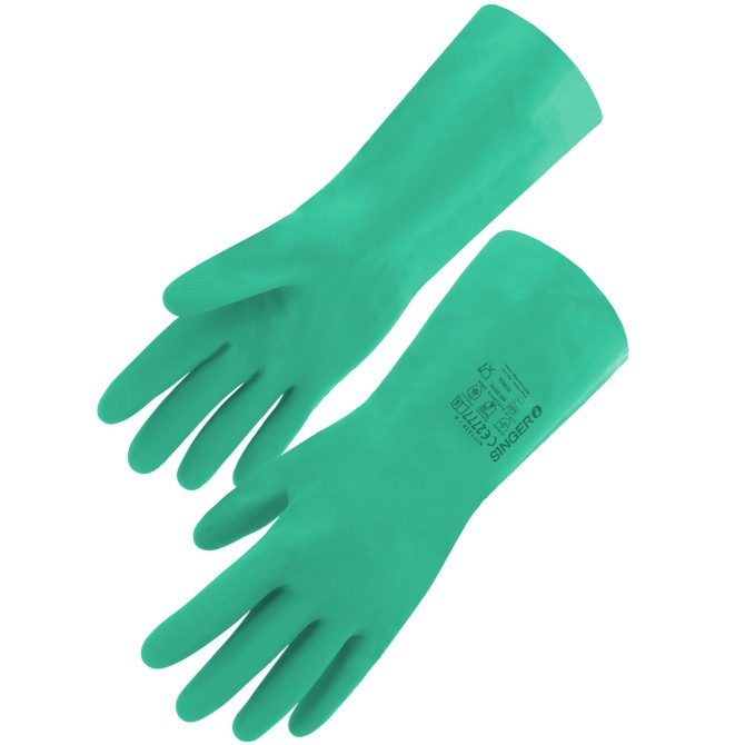 GANTS NITRILE VERT FLOQUE 30 CM